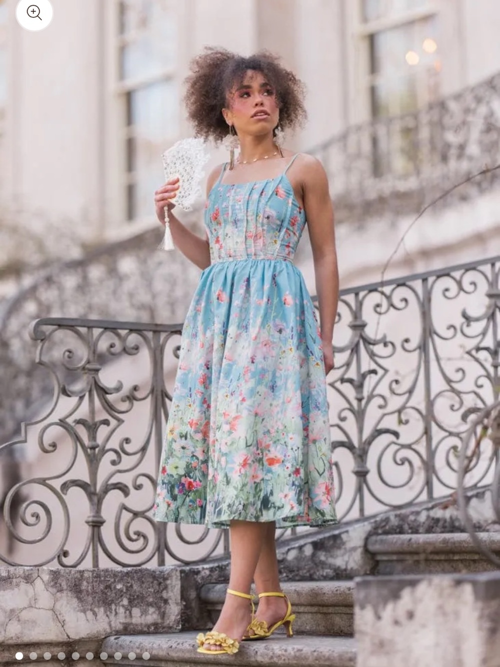 JessaKae Calista Dress- Sky Blue Floral Midi Dress with Spaghetti Straps